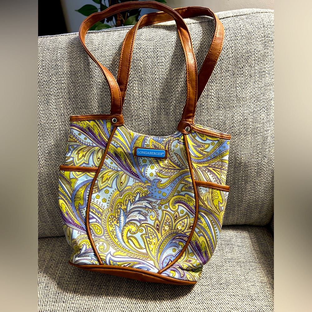 Longaberger purse blue & green paisley.